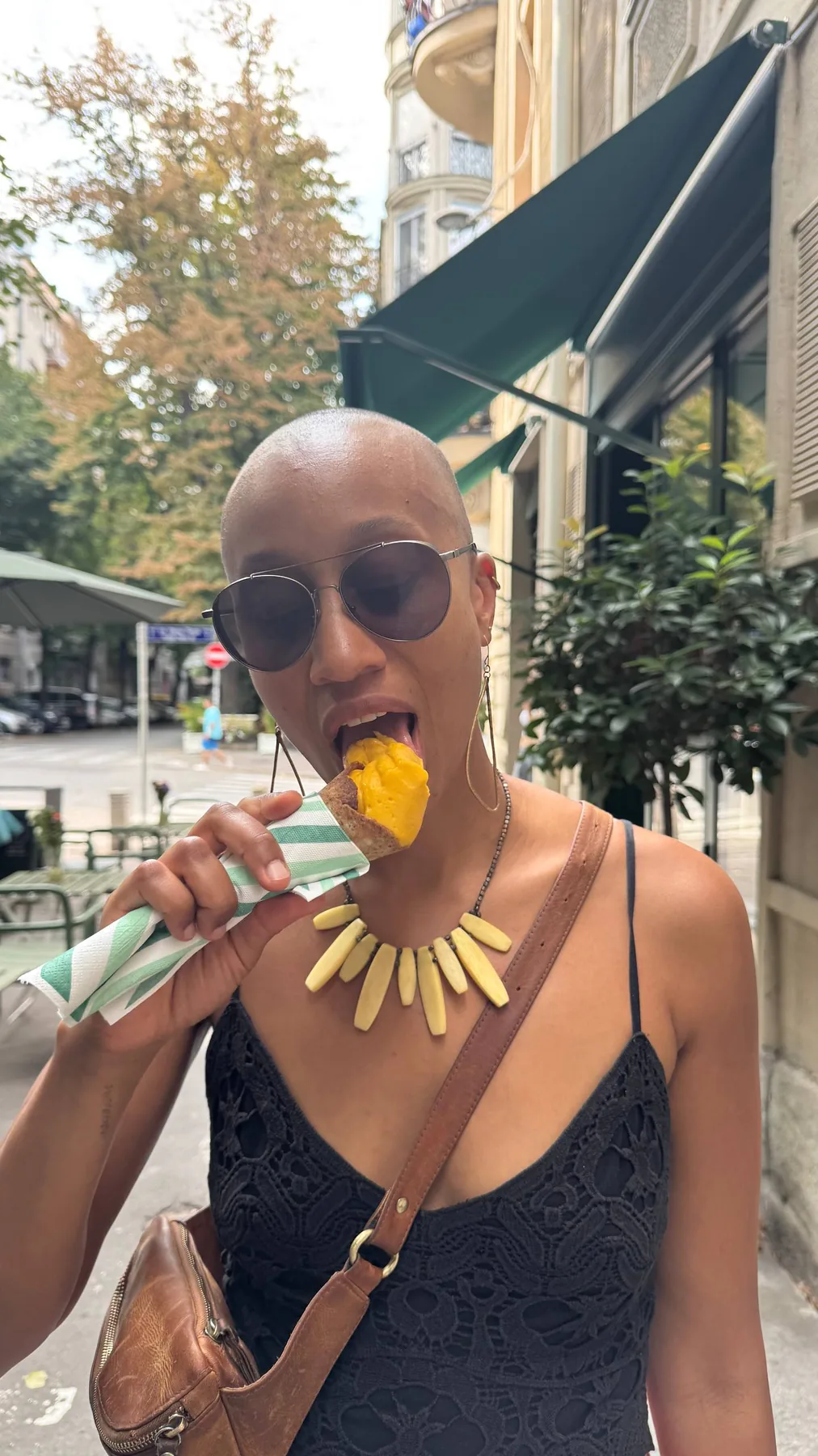 Diara enjoying gelato in the city